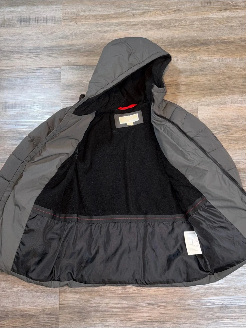 Michael Kors Hooded Puffer Coat Womens Medium (8) Gray Zipper Pockets